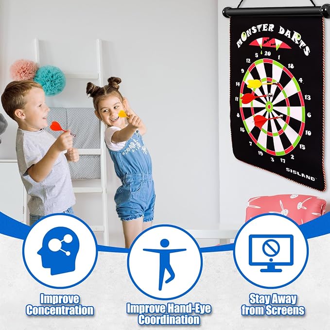 Magnetic Dart Board for Kids, Double-Sided Dart Board with 12 Magnetic Darts, Indoor/Outdoor Fun Party Game Toy, Birthday Gift for Ages 3 4 5 6 7 8 9 10 11 12 Year Old Boy Girl