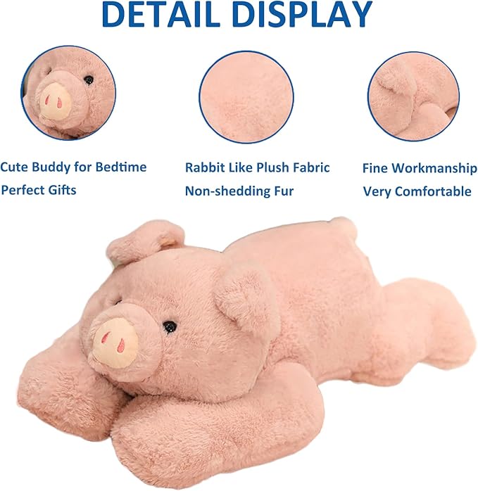 Weighted Stuffed Animals, 19.7in 3.3lbs Weighted Pig Stuffed Animal Toy Cute Pink Pig Plush Pillow for Adults Boys Girls