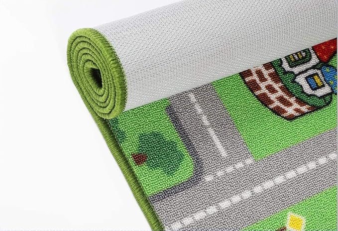 HUAHOO Kids Carpet Playmat, Car Rug for Toy Cars and Trains, Non-Slip Play Mat for Playroom & Classroom (Parking, 39x52in)