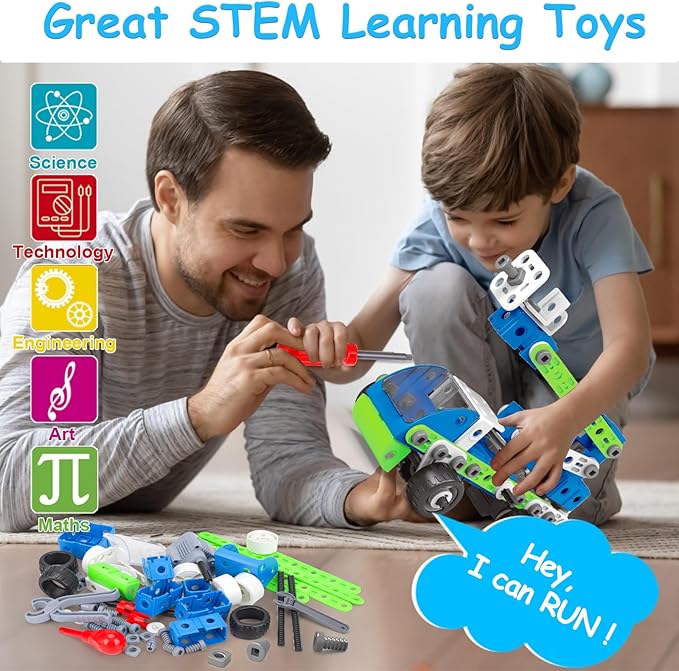 18 in 1 STEM Toys for 4 5 6 7 8+ Year Old Boy Girl Birthday Gifts Educational Building Toys for Kids Ages 4-8 5-7 6-8 Build and Play Stem Activities Construction Toy for Boys 4-6 8-10 (Pull Back Cars)