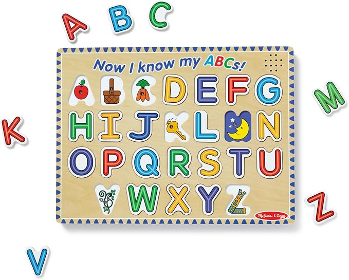 Melissa & Doug Wooden Alphabet Sound Puzzle - Wooden Puzzle with Sound Effects (26 pcs) - FSC Certified