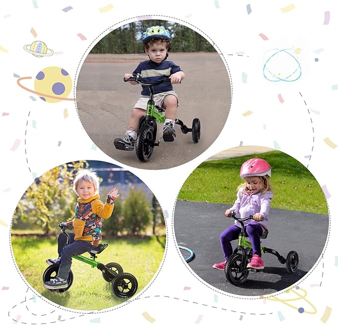 XPIY Tricycle for Toddlers Age 2-5 Years Old, 3 in 1 Folding Toddler Bike for Boys and Girls, Kids' Bike Trike with Detachable Pedal and Adjustable Seat (Green)