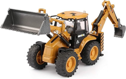 duturpo 1/50 Scale Metal Diecast Backhoe Loader Toy, Metal Play Construction Vehicles Trucks Toy for Boys