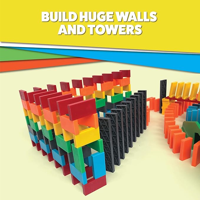 Bulk Dominoes Pro-Domino Kit | Dominoes Set, STEM STEAM Small Toys, Family Games for Kids, Kids Toys and Games, Building, Toppling, Chain Reaction Sets (Power)