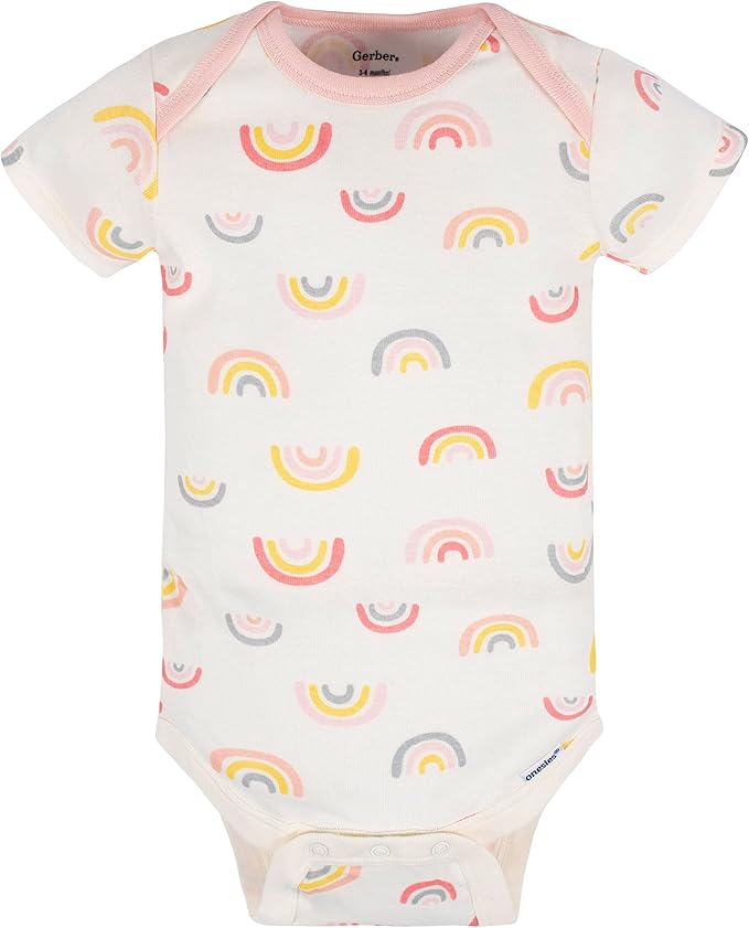 Gerber Baby Girls' 5-Pack Short Sleeve Variety Onesies Bodysuits