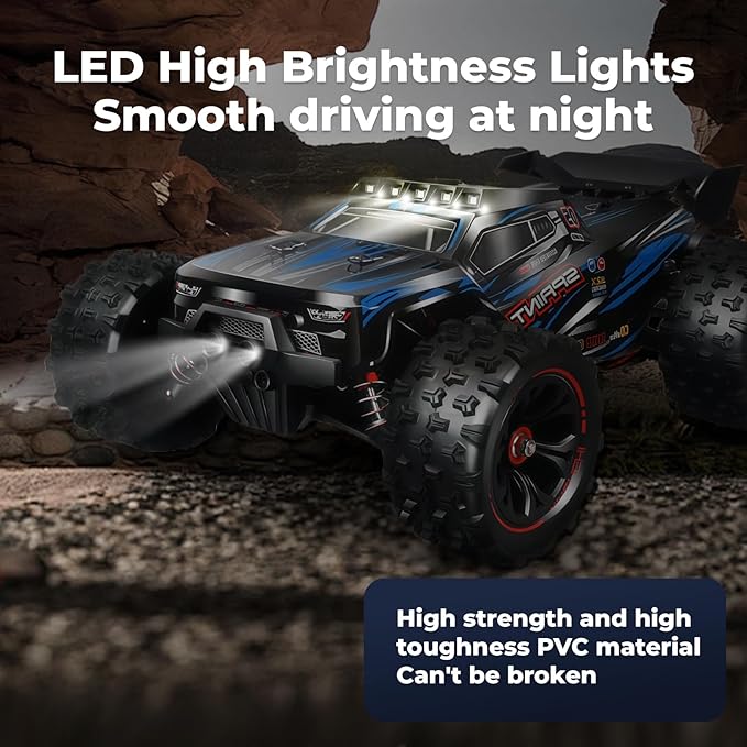 1/14 Fast RC Cars for Adults 48+ KM/H. 4WD All Terrain High Speed Remote Control Car.with 2.4 GHz Remote Control.with LED Shell Lights，Two Rechargeable Batteries Truck for Adults & Kids
