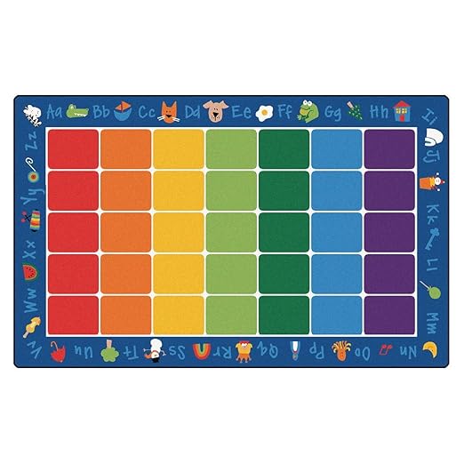 Carpets for Kids 9612 Fun with Phonics Literacy Classroom Reading Rug 7ft 6in x 12ft Rectangle Multi Color