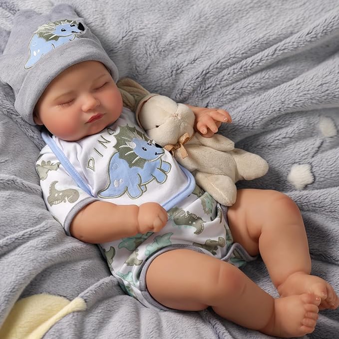 BABESIDE Lifelike Reborn Baby Dolls - 20 Inch Realistic Newborn Baby Dolls Boy Real Life Baby Dolls Full Body Vinyl Poseable Baby Boy with Feeding Kit Gift Box for Children 3+