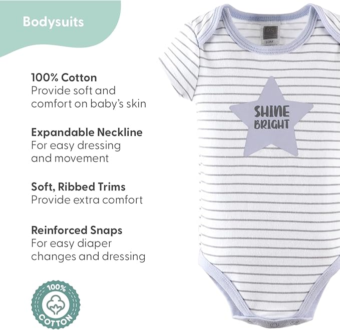 The Peanutshell Baby Layette Gift Set for Baby Boys or Girls - 23 Piece New Born Unisex Gift Set, Clothes & Newborn Essentials Must Haves - Clothes 0-3 Months - Blue & Grey