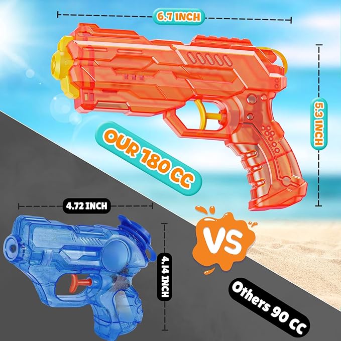 Water Squirt Guns Toys for Kids: Super Water Gun for Boys Girls Adults - Small Outdoor Water Gun Toy for Pool Beach Swimming Summer Games Yard Party (2 Pack)