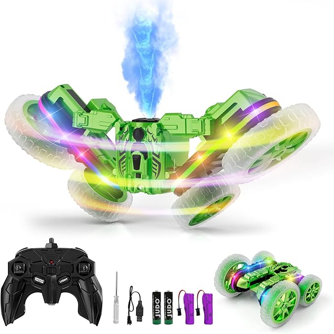 360 Rotating 4WD RC Stunt Car with Cool Lights, Spray, Drift Car for Kids Toys for Boys Girls Age 4-13