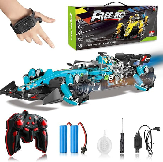 Gesture Sensing Remote Control Car, F1 RC Stunt Car 1:14 Scale 4WD 2.4GHz 360 ° Rotating RC Cars Toy for Kids with Spray Lights RC Drift Car Boys Girls Gifts Birthday Xmas for 6-12 Year Old