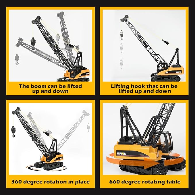 15 Channel Remote Control Crane Toy,Proffesional Series,1:14 Scale-Rechargeable Battery RC Construction Toy Crane-Heavy Duty Metal Hook, with Lights Sounds for Boys & Girls 8-12