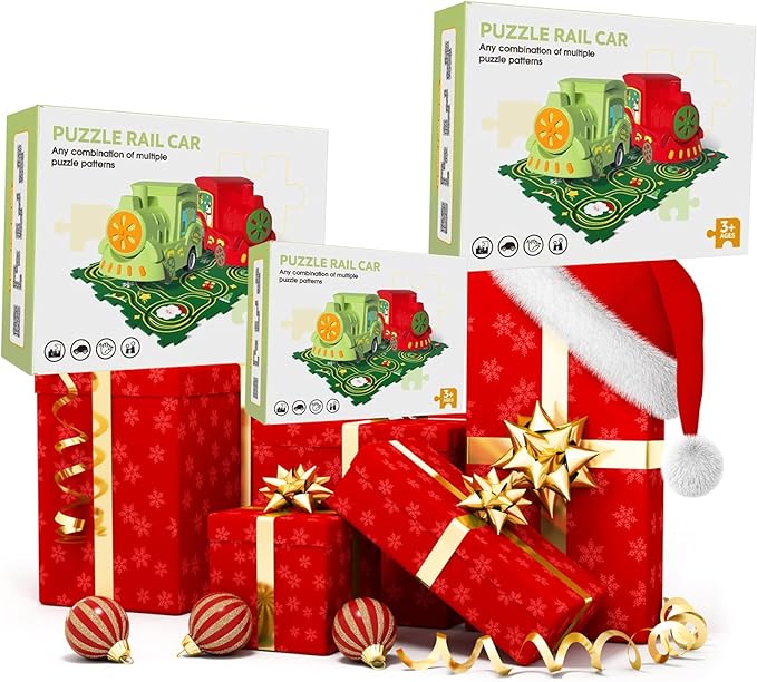 25PCS Puzzle Racer Kids Car Track Set, Land Series Jigsaw Puzzle Racer Car Track Set Puzzle Track Car Play Set Preschool Gifts for Kids Christmas Birthday Gift for Boys Girls