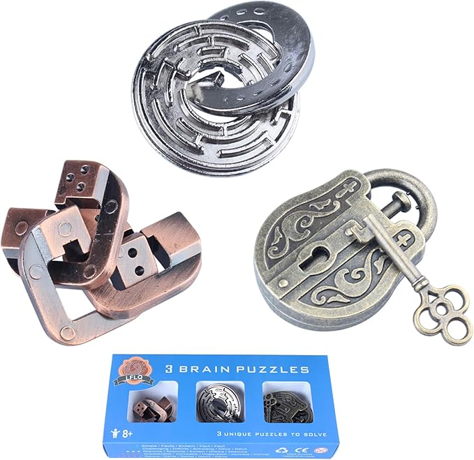 Brain Teaser Puzzle for Adults Puzzles Metal Hole Lock Adult Educational Toy Jigsaw IQ Puzzle (Blue)