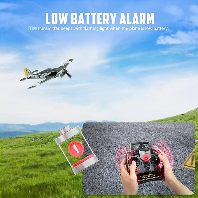 VOLANTEXRC RC Plane FW190 Fighter 4CH Remote Control Airplane RTF with Aileron, Gyro, Aerobatics & 3 Modes to Fly, Hobby Radio Controlled Warbird Aircraft for Adults, Beginners, Boys (761-17)