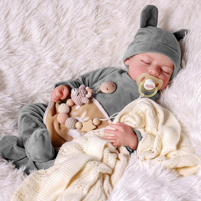 JIZHI Lifelike Reborn Baby Dolls Boy - 17-Inch Soft Body Realistic-Newborn Full Body Vinyl Real Life Baby Dolls with Toy Accessories for Kids Age 3 4 5 6 7 +