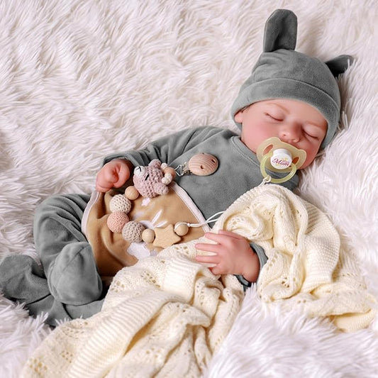 JIZHI Lifelike Reborn Baby Dolls Boy - 17-Inch Soft Body Realistic-Newborn Full Body Vinyl Real Life Baby Dolls with Toy Accessories for Kids Age 3 4 5 6 7 +
