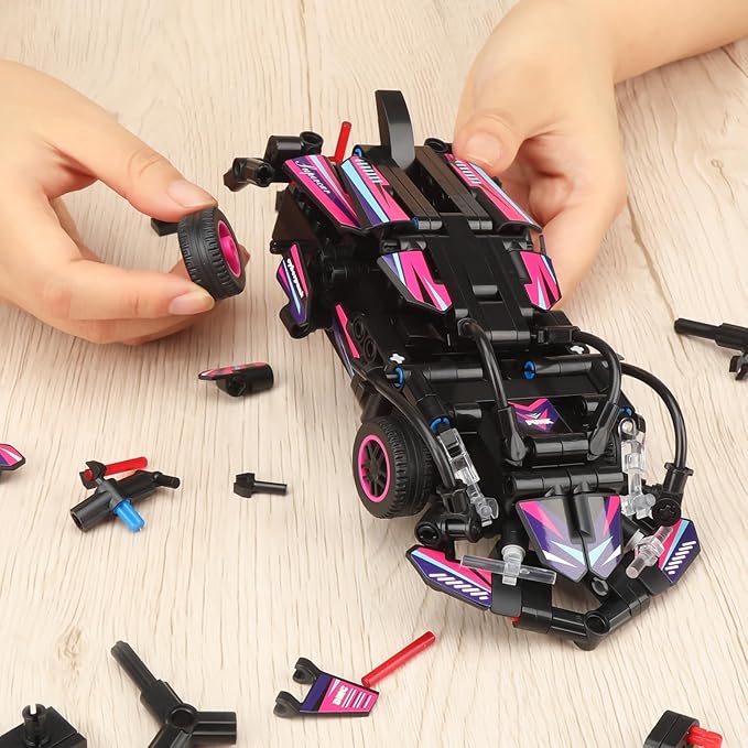 STEM Toys for 6-10 Year Old Boys Girls - 306 pcs RC Car Building Block Set - Remote Control Racing Car Building Toy Sets Kit for Kids (Black)