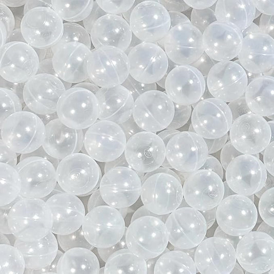 Ball Pit Balls 100 Phthalate Free BPA Free Crush Proof 2.16 Inches Plastic Balls for Ball Pit Ideal Gift for Toddlers Babies Kids Pool Water Toys Play Tent, Clear