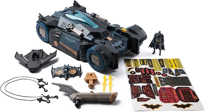 DC Comics Batman, Ultimate Transforming Batmobile Playset, 2-in-1 Playset with Exclusive Figure and Glider, Lights, Sounds, Kids Toys for Boys and Girls 4 and Up