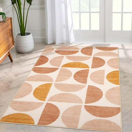 Lahome Boho Rug for Living Room - 4x6ft Multi, Soft, Ultra-Thin, Modern, Washable, Distressed, Non-Shedding Dining Room Rug for Kids, Nursery, Office