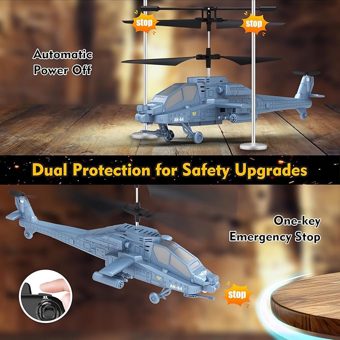 RC Helicopter, Remote Control Helicopter (AH-64) for Kids, 2.4GHz RC Plane, 40+ Min Flight Time, LED Lights & Altitude Hold, Kids Toy for Ages 8-12, RC Airplane for Children