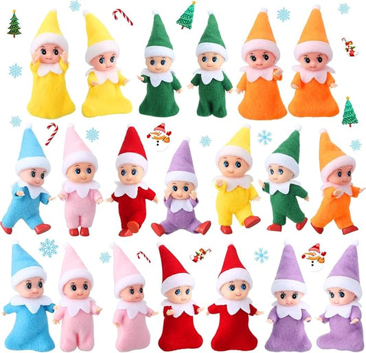 Cunno 20 Pcs Christmas Dolls Christmas Miniature Dolls with Clothes Plush Stuffed Stockings for Boy Girl Christmas Advent Calendar Decorations Accessories(Multicolor)
