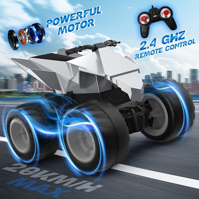 Remote Control Car for Kids, 1:14 RC Cybertruck Motorcycle,All-Terrain Rc Truck Motorbike for Boys and Girls Age 3+