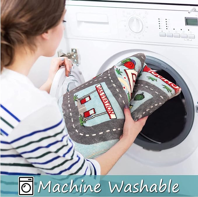 LIVEBOX Kids Rug 3'x5' Car Rug Play Mat for Playing Cars Toys, City Life Playroom Rug Educational Carpet for Children Boy Girl,Road Traffic Nursery Rug for Kids Room Play Area