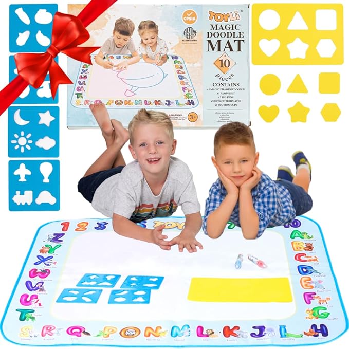 Water Coloring Mat 40x30 Large Mat, Coloring Mat, Water Painting Color Educational Writing Drawing Mess-Free Toys for Kids Toddlers for Girls Boys Ages 3 4 5 6