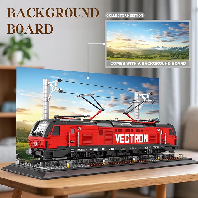 Train Building Block Kit with Base,MOC City Train Sets,Classic Vectron Electric Truck 66019,Model for Adult Car Lovers,Gift Ideas for Girls Boys Home Décor,1757 PCS