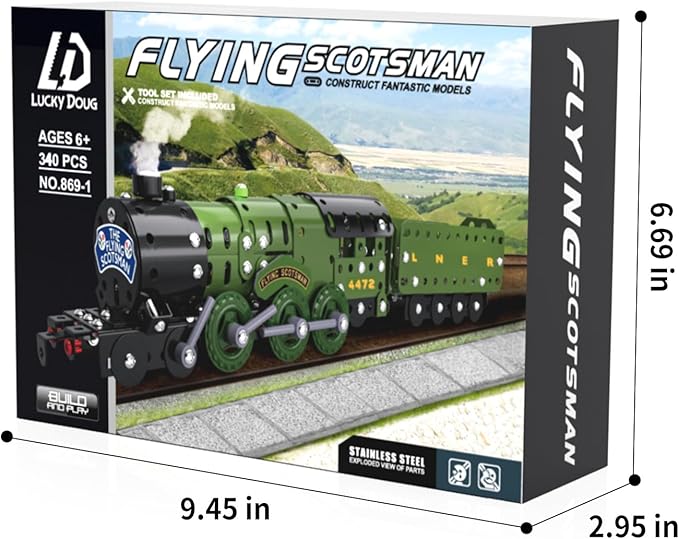 Lucky Doug STEM Building Projects Model Train Set Toys for Boys Kids 8 9 10 11 12 Years Old and Older - 340 PCS DIY Metal Building STEM Toys