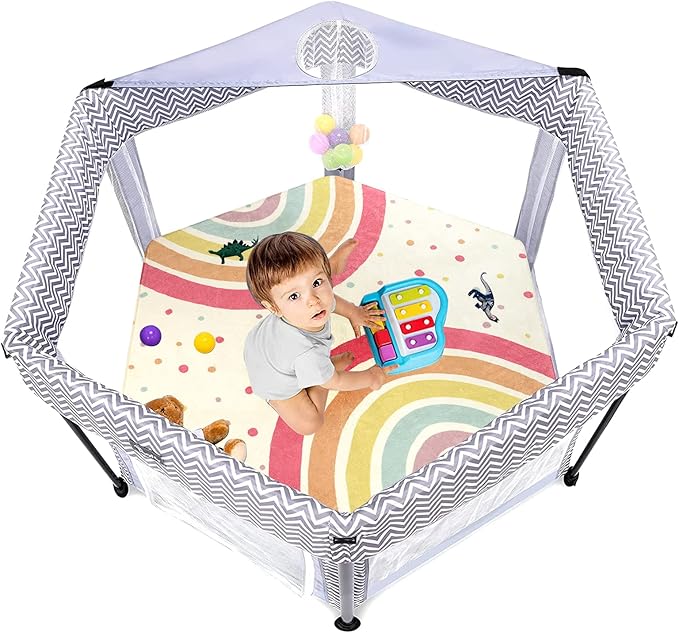 STARUIA Rainbow Rug for Baby Girls Bedroom, 55"x47" Washable Area Rug for Princess Tent Castle, Hexagon Non-Slip Nursery Rug Ultra Soft Play Carpet for Kids Room Playpen Dorm