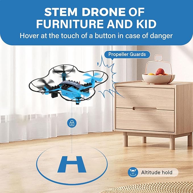 3 in 1 STEM Building Remote Controller Drone for Kids Ages 8-12, RC Mini Drone for Beginners, Science Kit - 3 Different Designs, 3D Flips, Drone Kit Toys for Teens Boys Girls