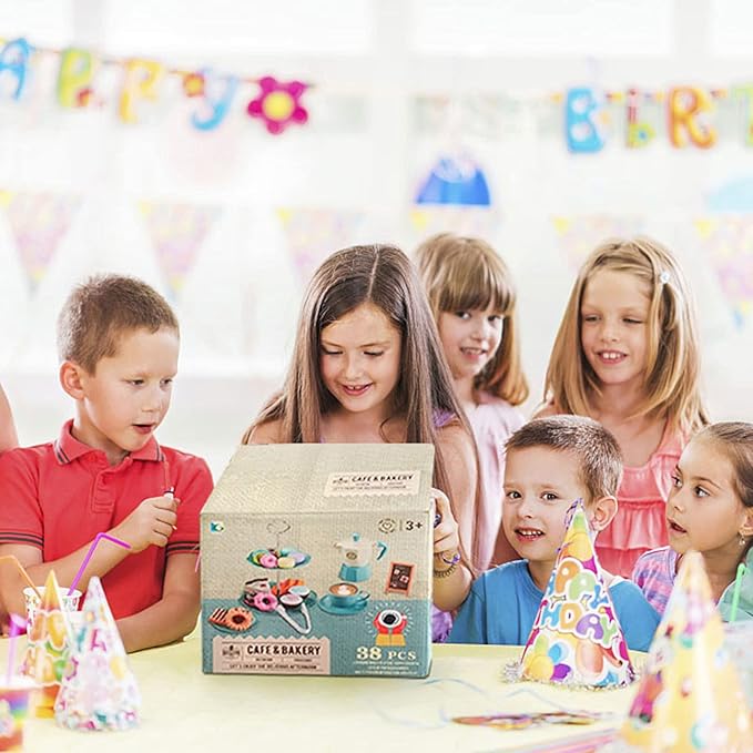 Pretend Tea Party Set for Little Girls, 41 PCS Coffee Maker Set and Play Food Dessert Set for Kids Age 3 4 5 6 7 8 9, Kids Kitchen Pretend Play for Princess Girls Boys