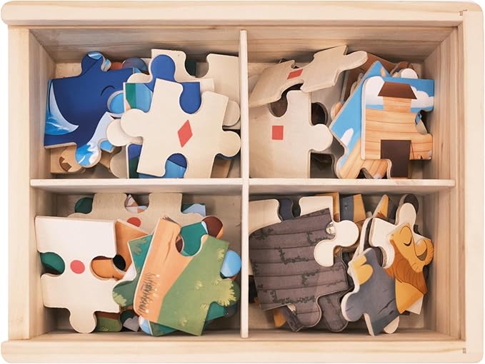 4-in-1 Wooden Jigsaw Puzzles in Box (15 pcs Each) | Religious Gifts for Kids | Christian Gifts for Kids | Noah's Ark | Toddler Puzzles (Old Testament)