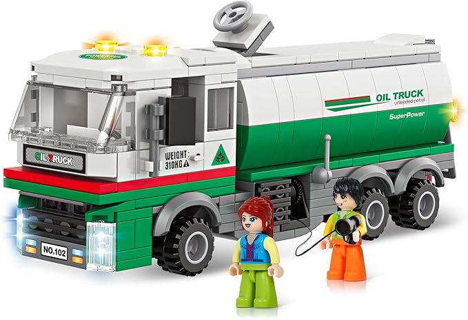 INRATELL City Tanker Truck Building Set,331 Pcs Deliver The Filled Oil Truck to Gas Station, Fun Transport Bricks Toy Birthday, Holiday Ideal Gift for Kids, Boys, and Girls Ages 6+