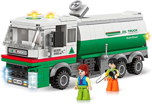 INRATELL City Tanker Truck Building Set,331 Pcs Deliver The Filled Oil Truck to Gas Station, Fun Transport Bricks Toy Birthday, Holiday Ideal Gift for Kids, Boys, and Girls Ages 6+