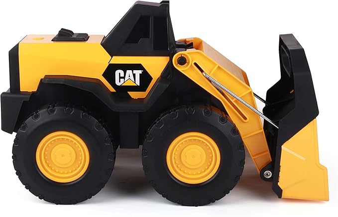 CAT Construction Toys, Steel Wheel Loader 16” – Real Steel Body, Working Arm & Bucket, Oversize All-Terrain Wheels, Heavy-Duty Construction Vehicle for Indoor/Outdoor Play, Kids Ages 3 +