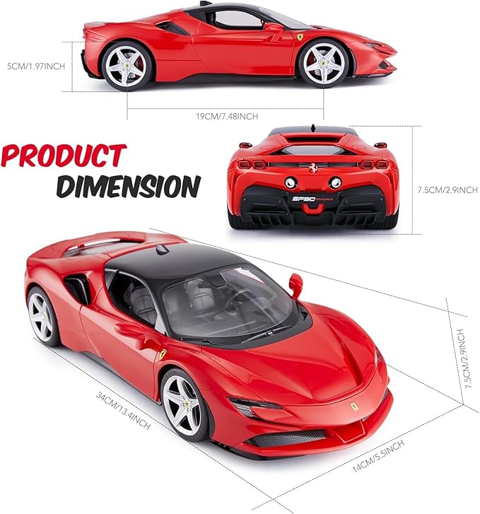 PowerTRC Official Licensed Ferrari RC Car, Ferrari Toy Car, Ferrari SF90 1:14 Scale Official Licensed Model Sports Car RC Cars for Boys Age 8-12