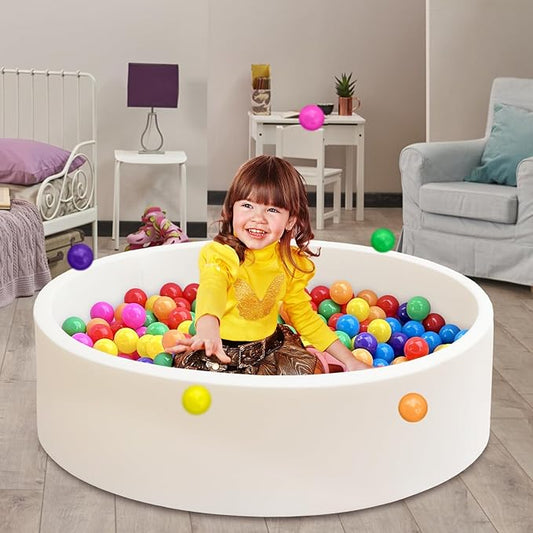 Baby Ball Pit 47.2" Soft Round Memory Foam Ball Pits NOT Included Balls Indoor Outdoor Playpen for Babies Toddlers Kids Great Gift for Girls Boys, White