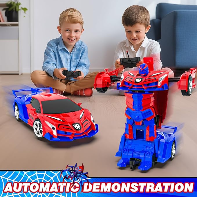 Transform Remote Control Car for Boys 4-12, 1:18 Scale RC Car, One-Button Deformation 360 Rotation Robot Toy, Kids Toys for 3-12 Years Old, Gift