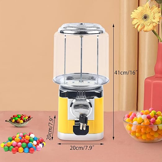 Candy Gumball Vending Machine, 25 Cents Coin Operated Vending Machine, Commercial Candy Dispenser Machine 16" Height Toy Vending Machine, Bubble Gum Machine for Game Stores