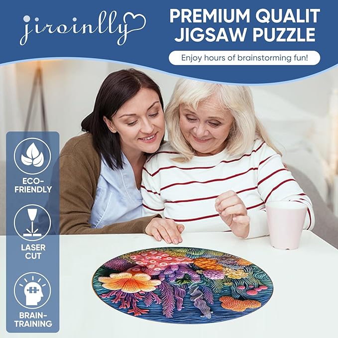 Wooden Puzzles for Adults - Seaweeds Jigsaw Puzzle 500 Piece, 16.5 in Oceans Puzzle, Unique Shaped Creative Gift Toys for Kids and Family Games