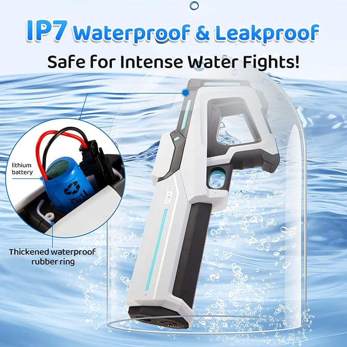 Electric Water Gun with Auto-Suction, 32FT Long-Range Spray & Expandable Bottle Capacity