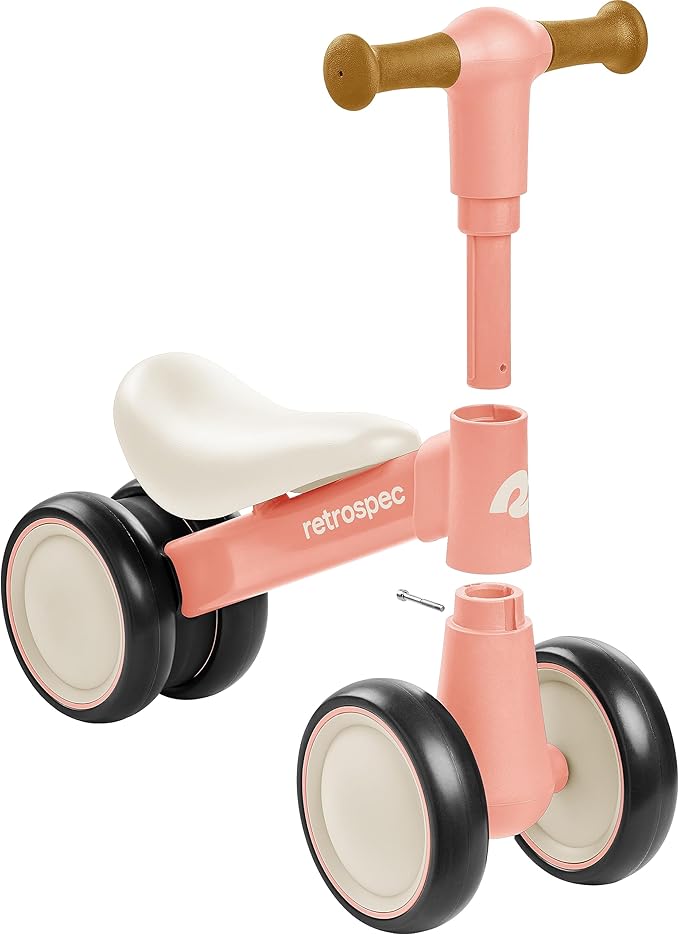 Retrospec Cricket 2 Baby Walker Balance Bike with 4 Wheels for Ages 12-24 Months - First Birthday Gift Toddler Bicycle Toy for 1 Year Old’s - Ride On Toys for Boys & Girls