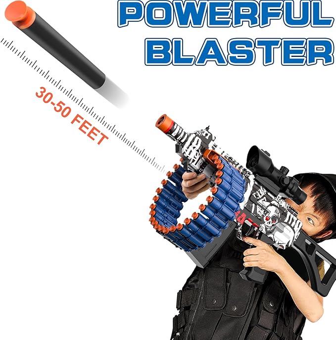 Electric Automatic Toy, Toy with 30 Dart Clips and 100 Foam Darts, Outdoor Shooting Games Toys for 6-12 Year Old Boys & Girls Adults, Presents for Birthday Xmas,White-Red