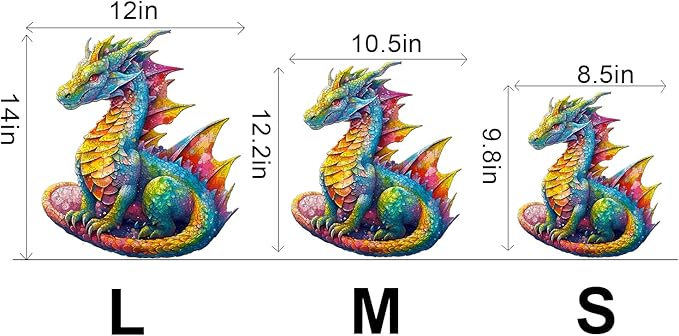 Wooden Puzzles for Adults, Dragon Wooden Jigsaw Puzzles Kids, (M-200pcs) Unique Shaped Animal Wood Puzzles Adults and Kids Family Christmas Game 12.2 * 10.5in