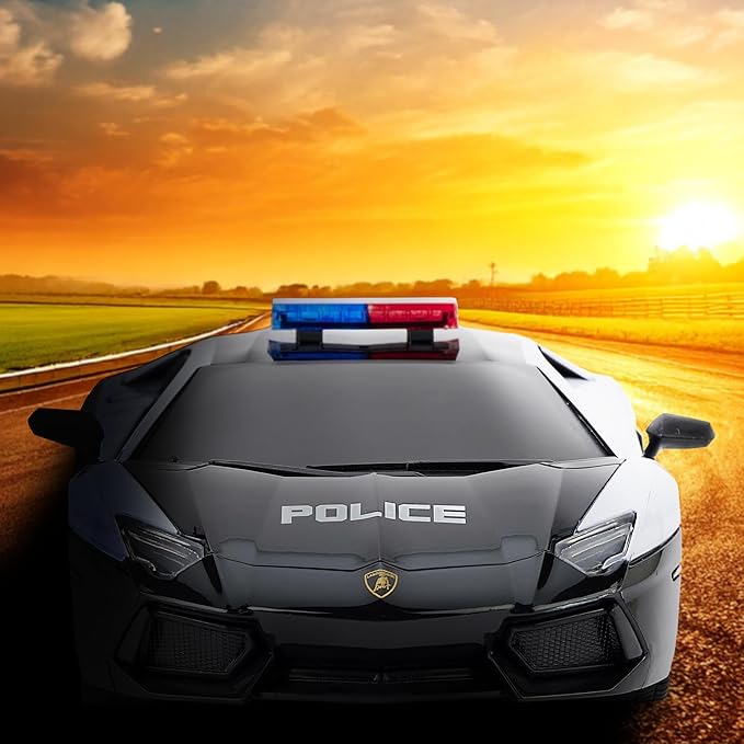 CMJ RC Cars Lamborghini Aventador LP700-4 Police Car Officially Licensed Remote Control Car 1:24 Scale Working Lights 2.4Ghz